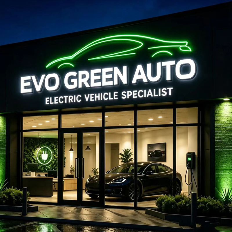 Auto Repair Shop Logo - ป้ายไฟ LED แบบกำหนดเองสำหรับติดตั้งภายนอกอาคาร กันน้ำ สำหรับร้านซ่อมรถยนต์ ป้ายไฟโลโก้แบบเรืองแสงด้านหน้า