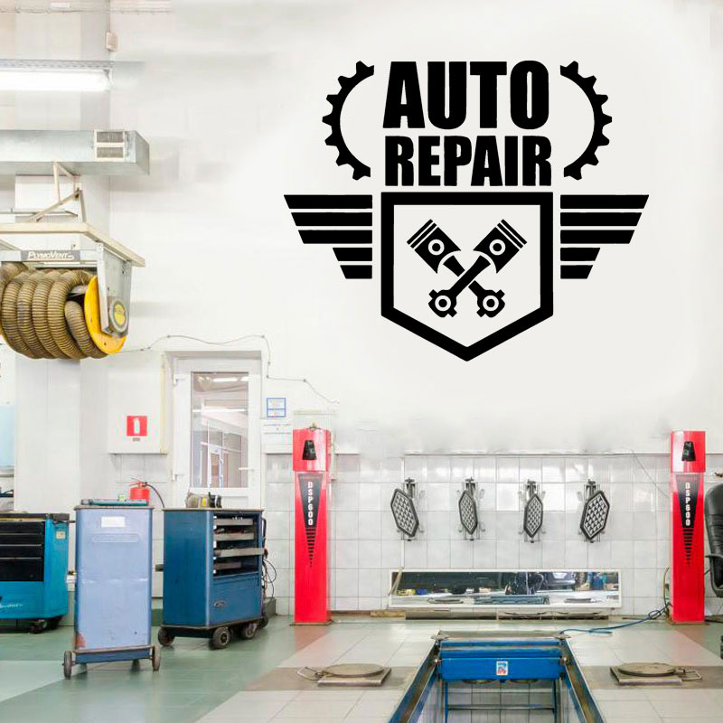 Auto Repair Shop Logo - สติ๊กเกอร์ติดผนังซ่อมรถยนต์ โลโก้บริการรถยนต์ ไวนิลตกแต่งภายใน สติ๊กเกอร์ติดกระจก ร้านซ่อมรถ ภาพติดผนัง