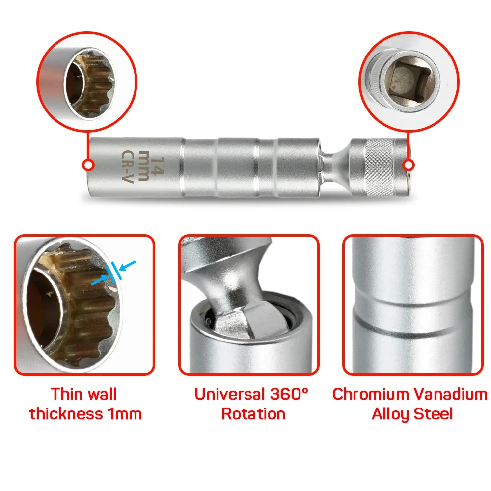 16 มม.แม่เหล็กผนังบาง Universa - Spark Plug Socket Set บทวิจารณ์และราคา