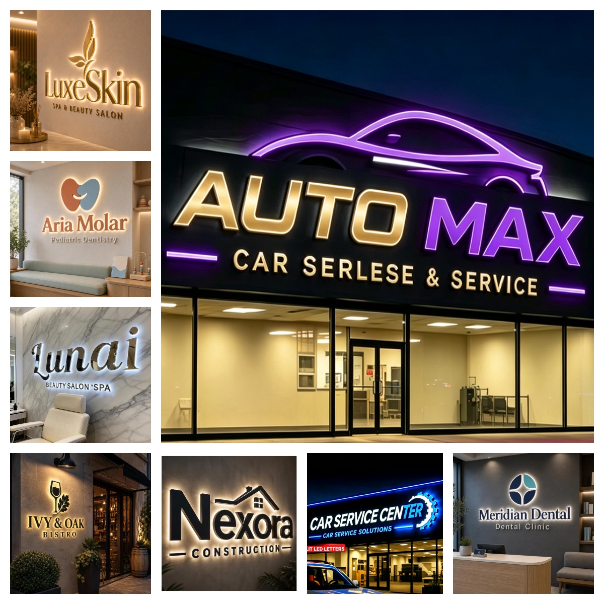 ป้ายไฟ LED 3 มิติ แบบกำหนดเอง  - Auto Repair Shop Logo บทวิจารณ์และราคา